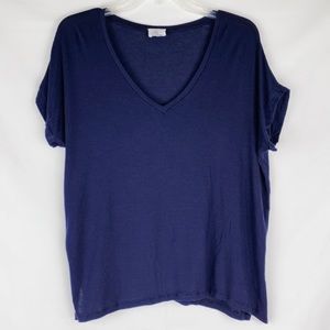Zara TRF | Navy Blue V Neck Tee M